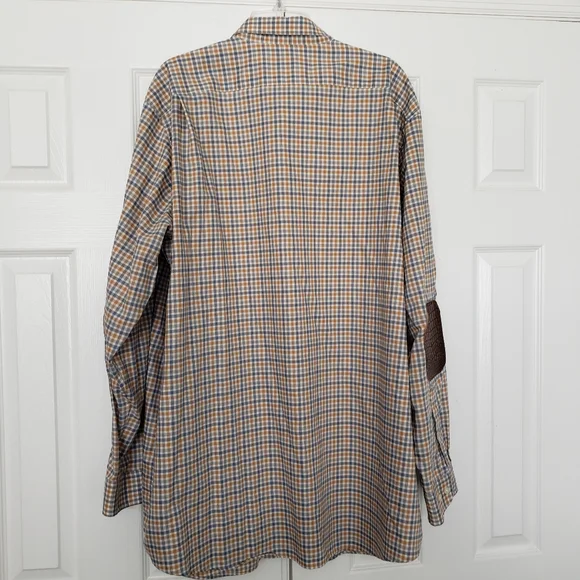 L.L. Bean Button Front Shirt Mens XXL Tall Wrinkle Resistant Casual Biege Plaid - Picture 3 of 5